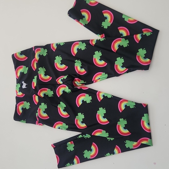 Goldsheep St. Patrick’s Day Raunbow Four Leaf Clover Black Leggings Small - Picture 6 of 9